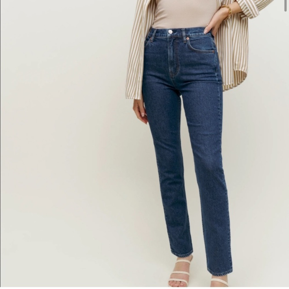 Reformation Jeans Womens 24 High Rise Straight Tapered Wash Huntington #16609